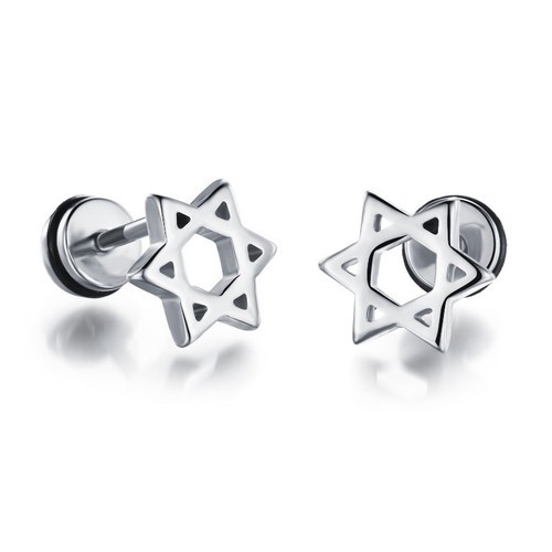 Bông Tai Nam Hình Ngôi Sao David Titan Không Đen TT 2448 - 1 Cặp