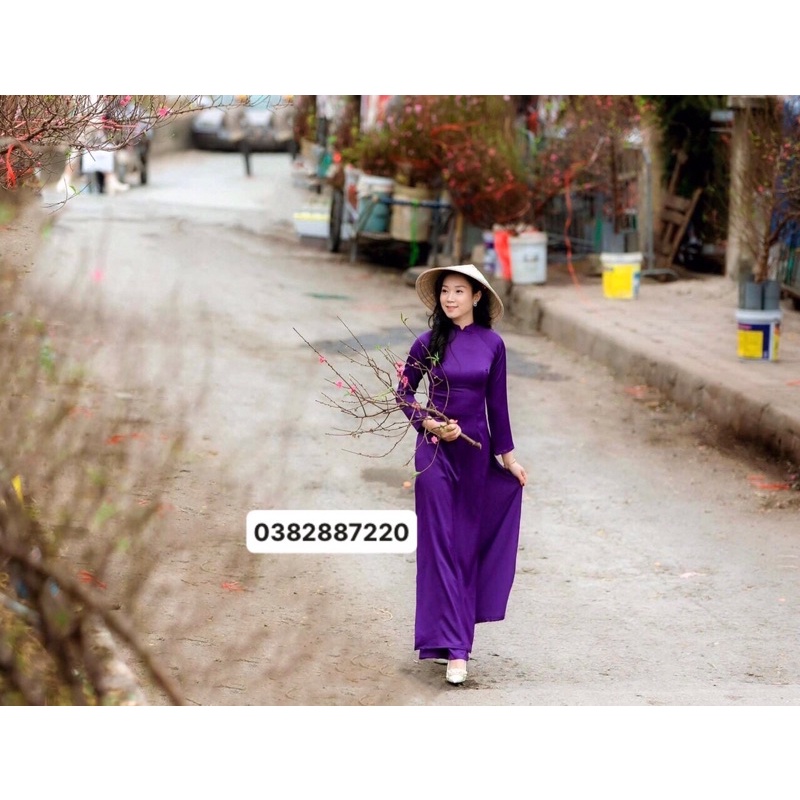 Áo dài lụa Tây Thi màu tím huế siêu đẹp, áo dài truyền thống, mềm, mịn, bay tà