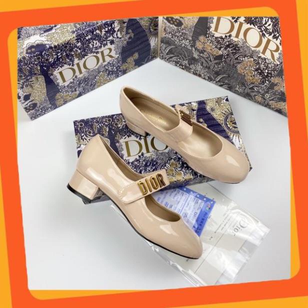 Giày búp bê dior khoá chữ gót vuông spsl fullbox bill túi giấy