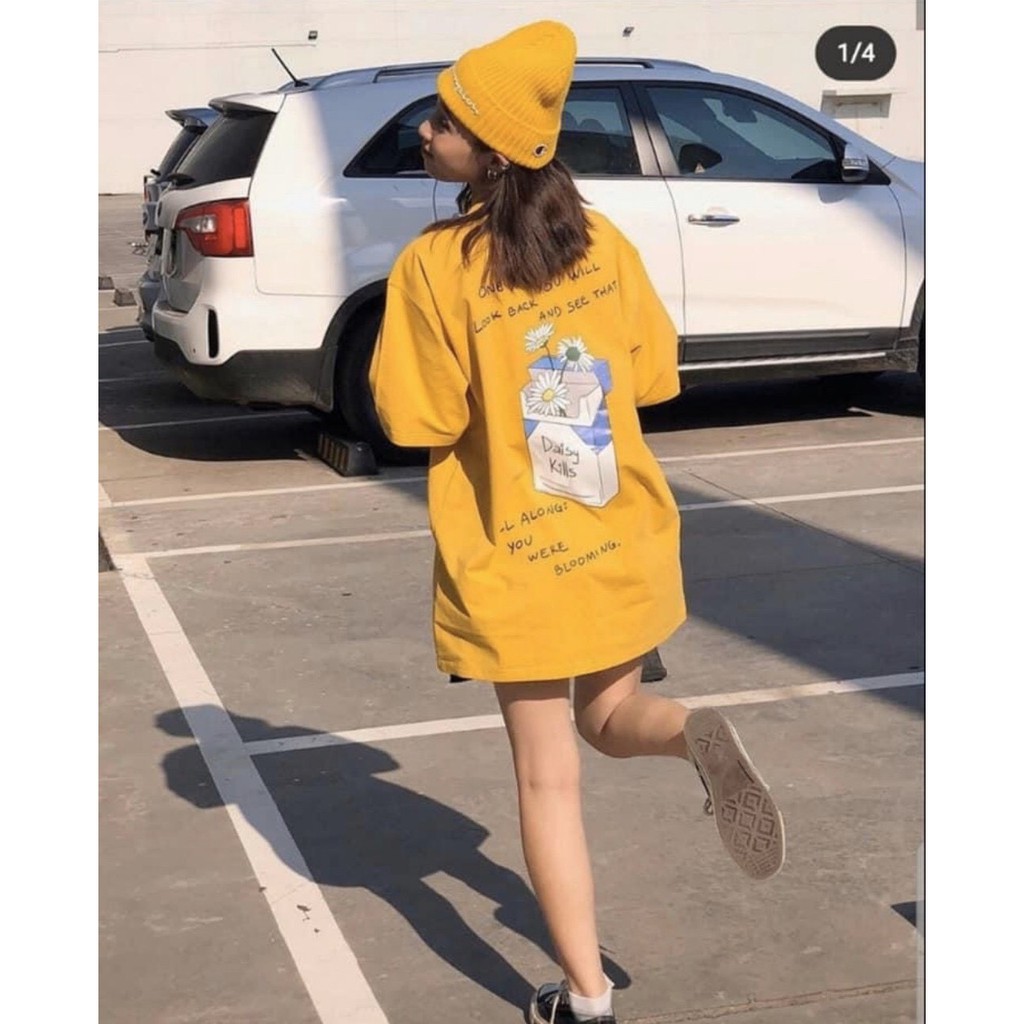 Áo phông, áo thun nam nữ form rộng tay lỡ Unisex DAISY KILL Từ 50-70kg