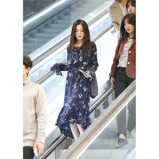 Váy hoa xanh sẫm Irene RedVelvet