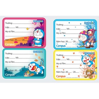 Sét 24 chiếc nhãn vở Campus Doraemon, nhãn dính tập giá rẻ