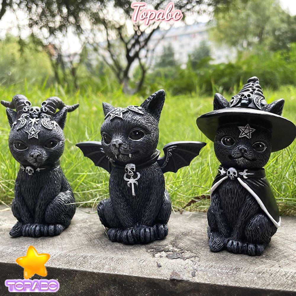 Mô Hình Chú Mèo Đen Ma Thuật Phong Cách Gothic Trang Trí Tiệc Halloween