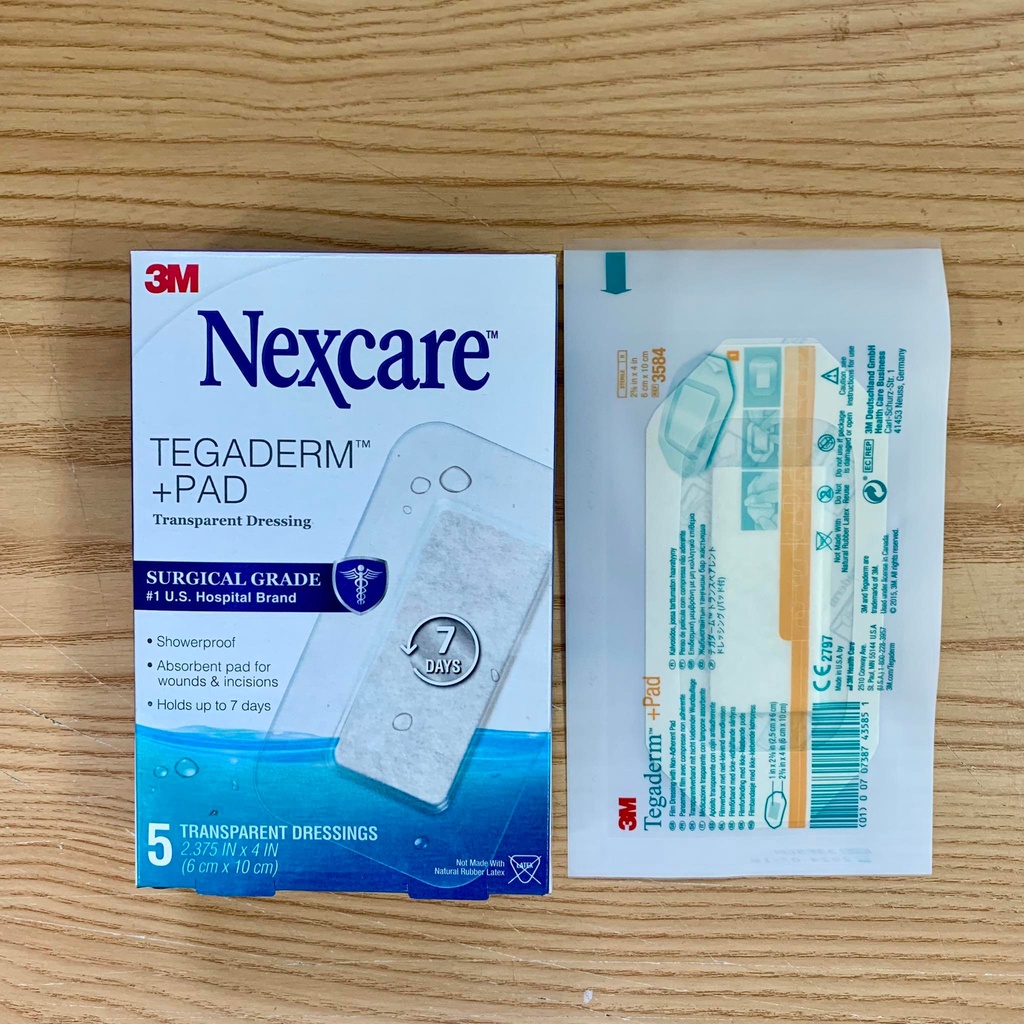 Hộp 5 miếng băng dán y tế có gạc vô trùng 3M Nexcare Tegaderm H3584 , sản xuất tại Mỹ