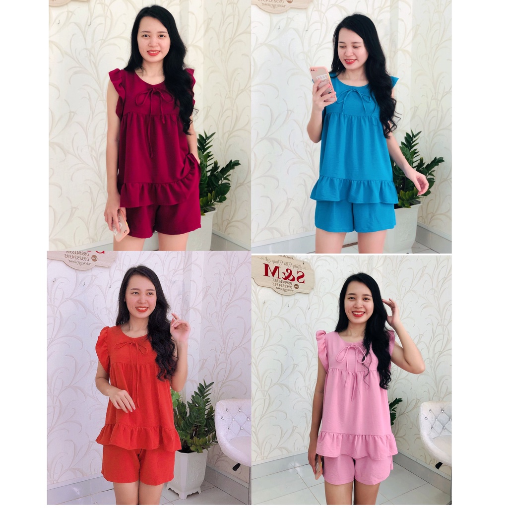 Đồ bộ mặc nhà S&amp;M cực xinh, chất đũi mát, giá rẻ GR203 - Hình Thật Shop Tự Chụp