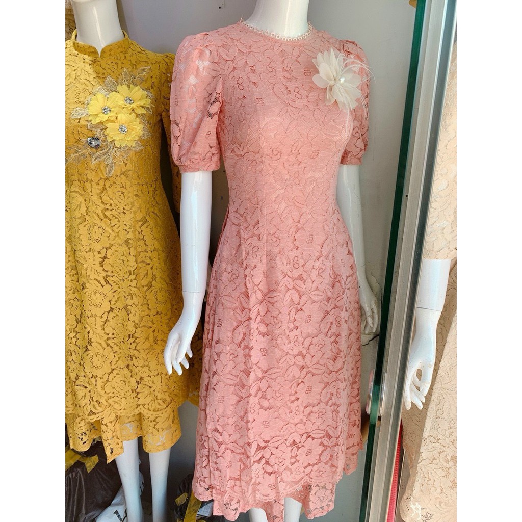 Áo Dài Cách Tân Cổ Ren Tay Cộc Hàng Thiết Kế Kèm Chân Váy | BigBuy360 - bigbuy360.vn