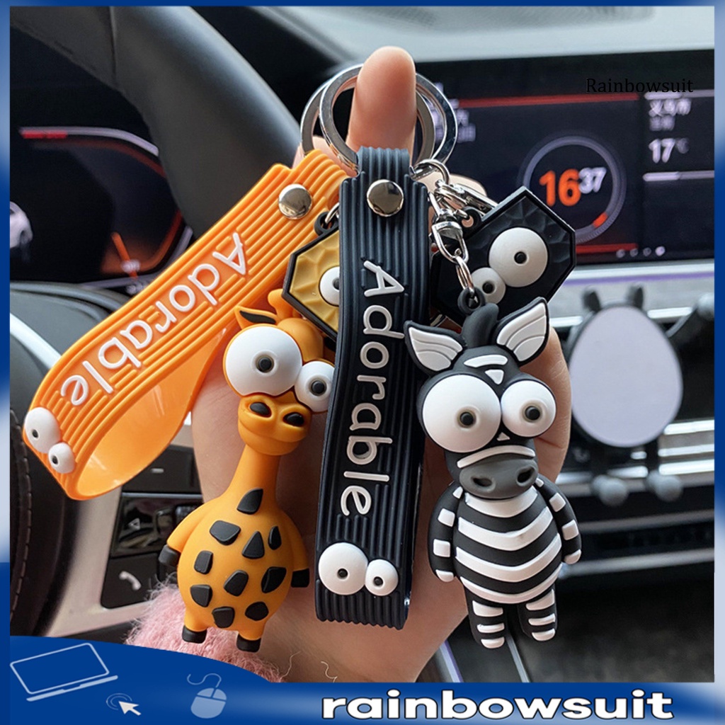 Móc Khóa Silicon Mềm Chống Thất Lạc Hình Ngựa Vằn/Hươu Cao Cổ Dễ Thương