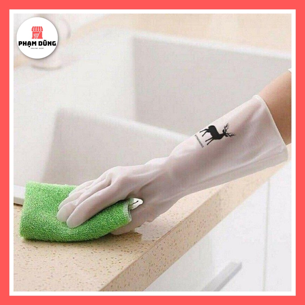 Bao Tay Cao Su Siêu Dai Hình Hươu , Găng Tay Rửa Chén Siêu Bền
