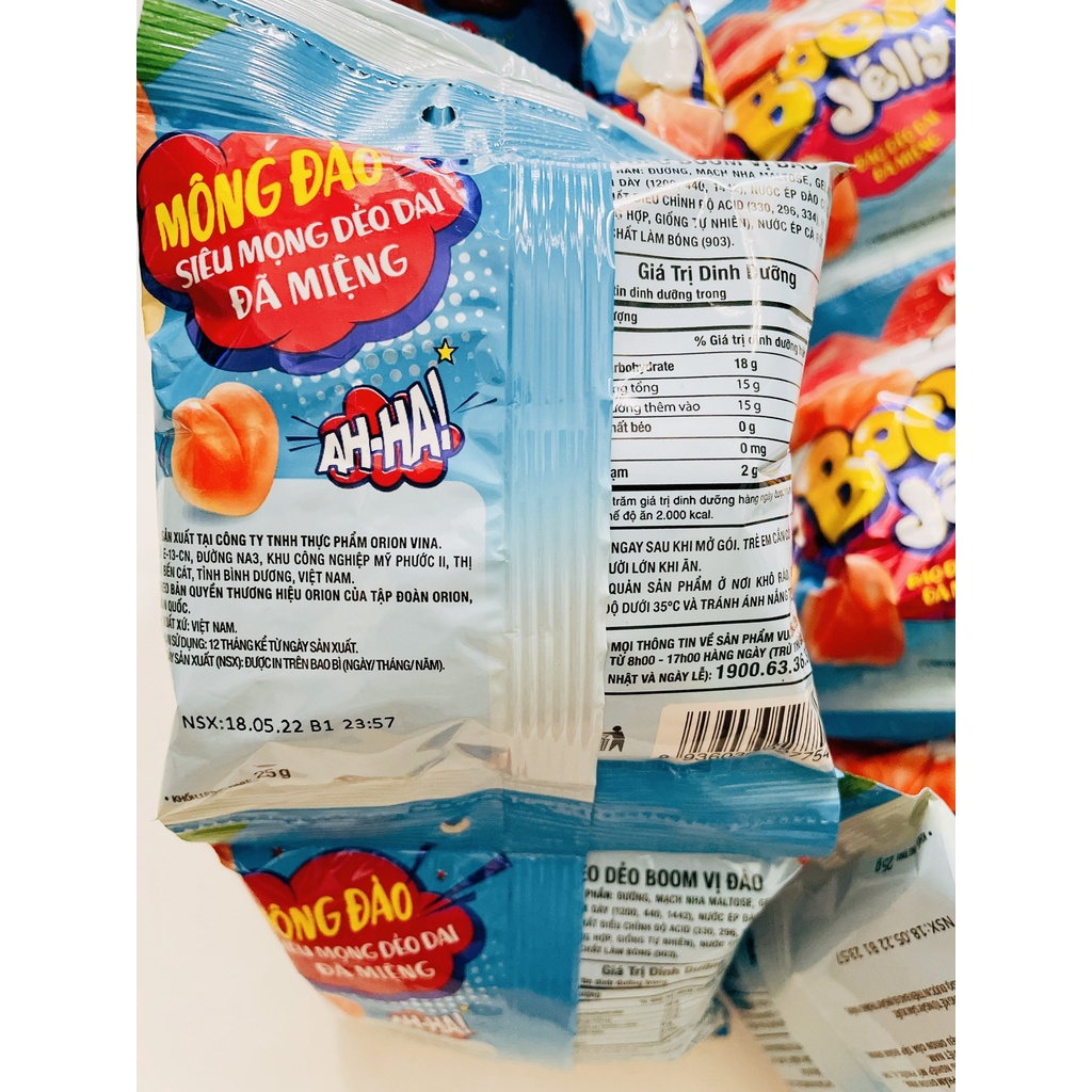 Combo 10 Gói Kẹo Dẻo Trái Cây Orion Boom Jelly vị Đào, Nho, Dâu, Xoài Muối Ớt