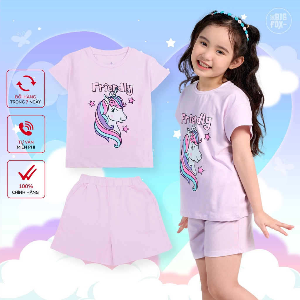 Bộ Quần Áo Bé Gái Size Đại Miss Meow Bộ Bé Gái Chất Cotton In Hình Kỳ Lân Friendly Size Trẻ Em 3,4,5,6,7,8,9,10,11 Tuổi