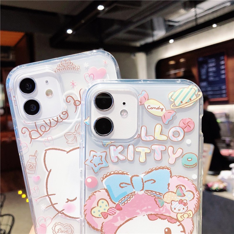 Ốp điện thoại mềm họa tiết Hello Kitty cho iPhone 12 Pro Max 7 8 Plus Se 2020 11 Pro Max X Xr Xs Max 8Plus 7Plus