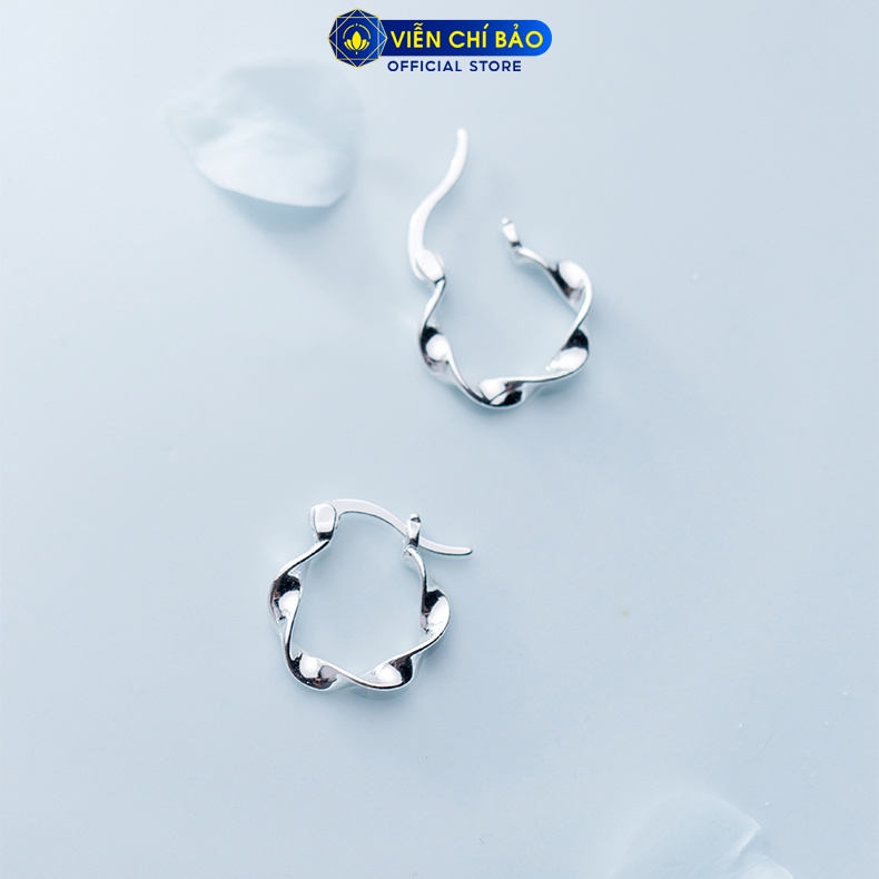 Bông tai bạc nữ khóa tròn xoắn sóng chất liệu bạc 925 thời trang phụ kiện trang sức Viễn Chí Bảo B400775