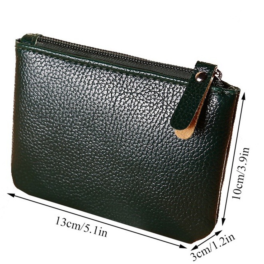 Ví Da PU Mềm Màu Trơn Họa Tiết Vỏ Quả Vải Có Khóa Kéo Đựng Tiền Xu/Thẻ Cho Nữ