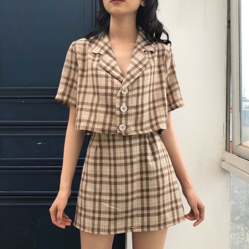 Set vest croptop caro Quảng Châu