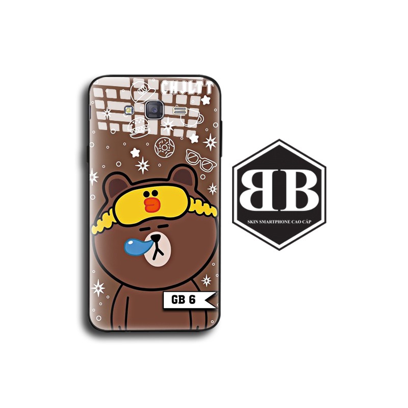 Ốp lưng kính cường lực SAMSUNG J7 PRO / J7 PRIME / J7 2016 J710 / J7 PLUS / J7 2015 J700 hình Gấu Brown siêu quậy
