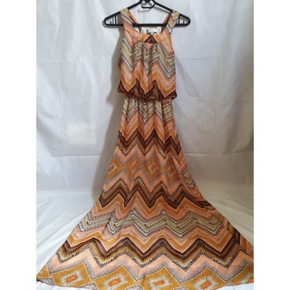 Đầm cổ yếm vero moda maxi thổ cẩm đi biển