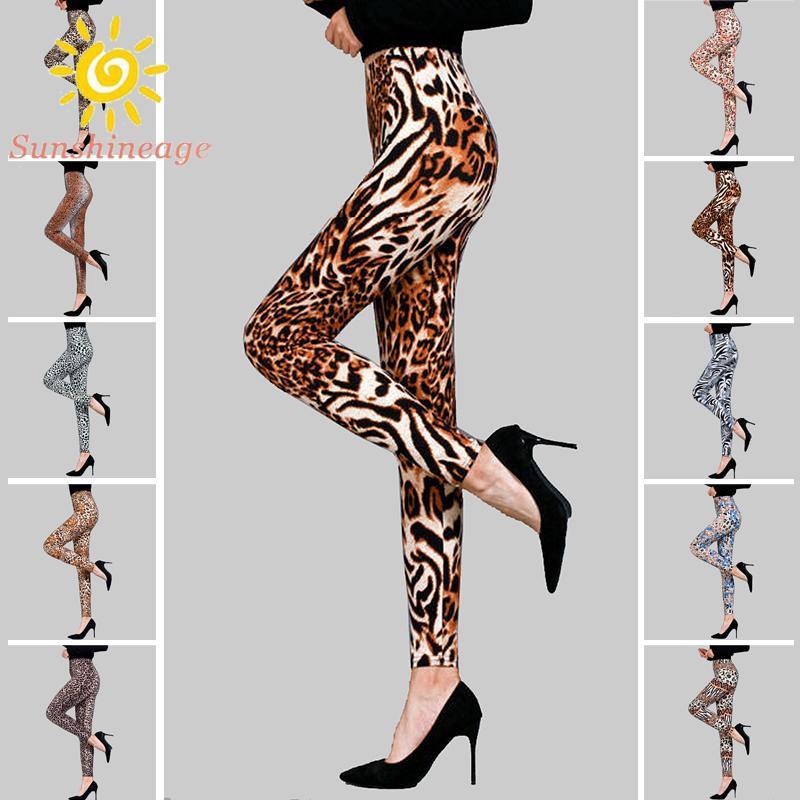 Quần dài thời trang phong cách thể thao lưng cao họa tiết da báo cho nữ | BigBuy360 - bigbuy360.vn