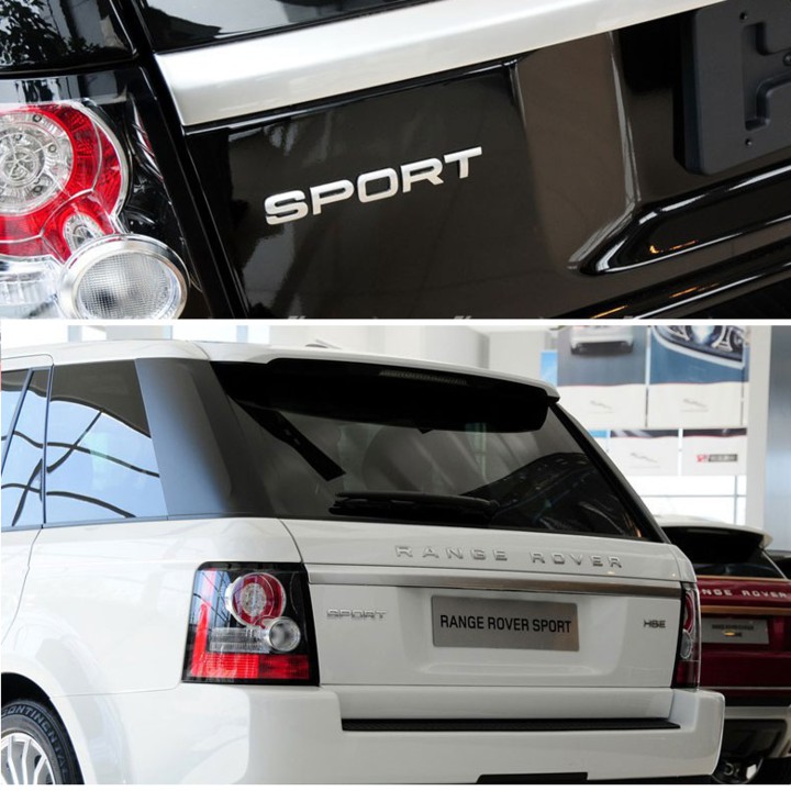 Decal tem chữ inox Sport dán xe ô tô