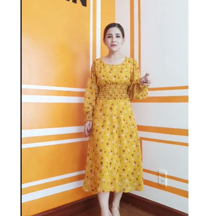 Đầm trung niên DENI chất voan hàn có lót cao cấp sang trọng trẻ trung mã 907 | BigBuy360 - bigbuy360.vn