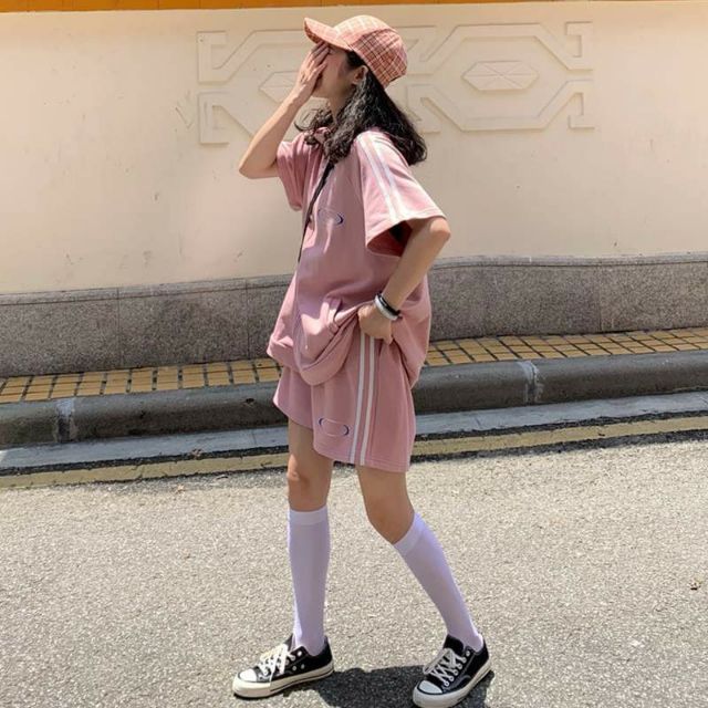 SET ĐỒ THỂ THAO NAM NỮ ULZZANG - SET NỈ THỂ THAO SỌC UNISEX | BigBuy360 - bigbuy360.vn