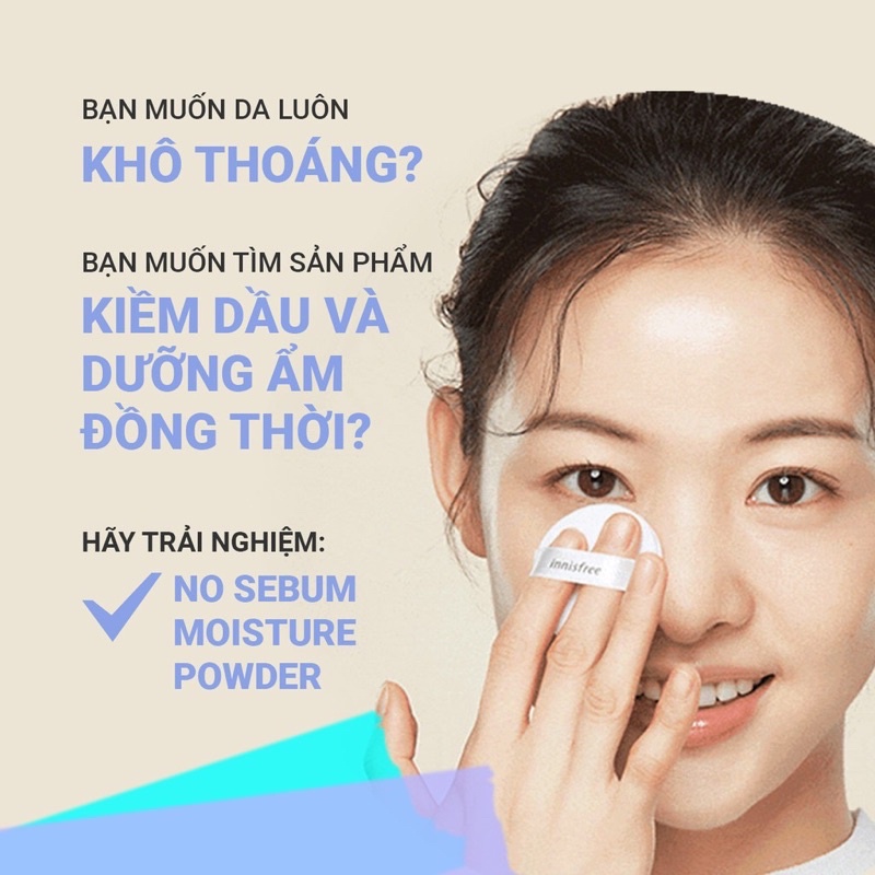 [MỚI 2021] Phấn phủ kiềm dầu &amp; dưỡng ẩm dạng bột innisfree No Sebum Moisture Powder 5g