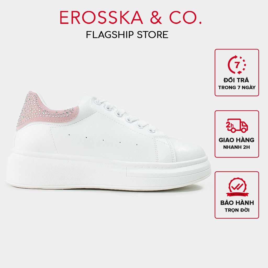 Erosska - Giày sneaker nữ đi học kiểu dáng basic trẻ trung màu trắng phối hồng - GS008