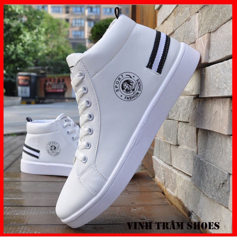 Giày thể thao sneaker cao cổ nam hai màu trắng,đen,hàng sẵn kho từ 38- 43 [ Hoàn xu ]