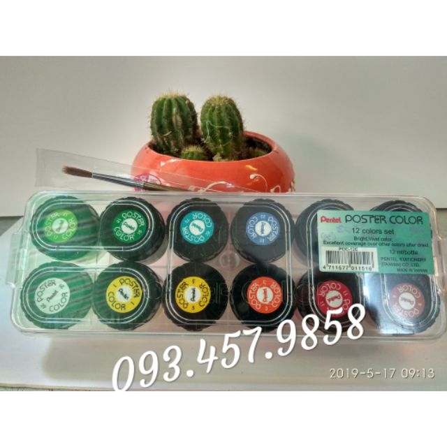 Màu bột pha sẵn ( potter colors) Pentel, tặng cọ Pentel