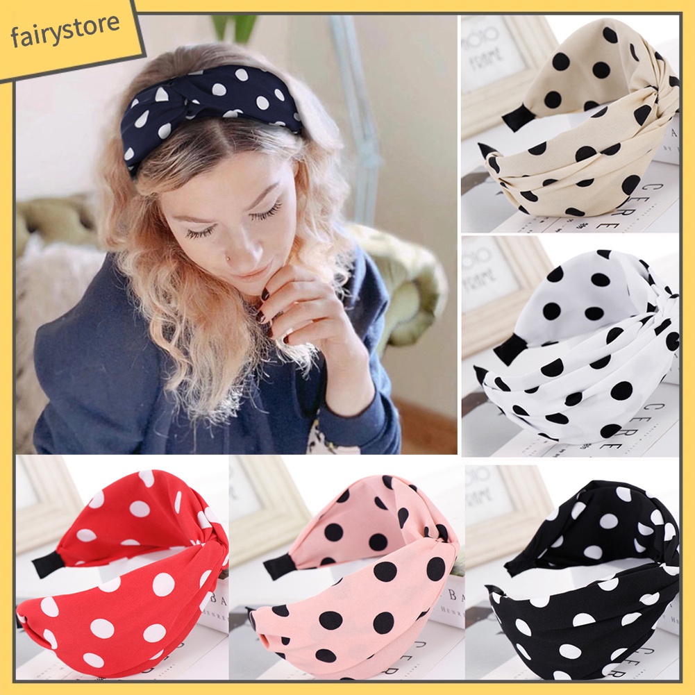 Băng Đô Cài Tóc Hoạ Tiết Chấm Bi Thiết Kế Hợp Thời Trang Cho Nữ