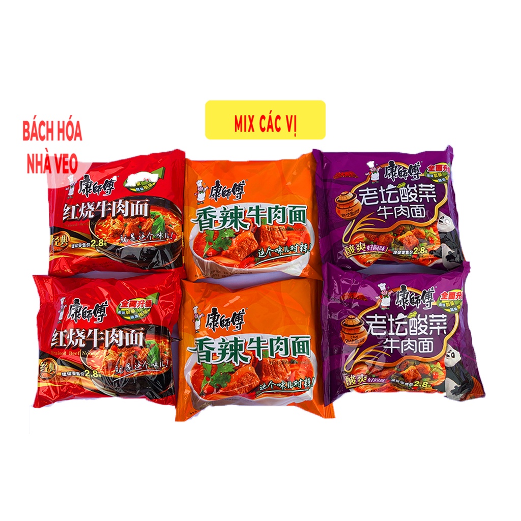 [MIX 30 Gói + KM 1 Măng Ớt] Mỳ Tôm Trung Quốc Hiệu Khang Sư Phụ + KM 1 Lọ Măng ớt Ngâm Mác Mật, Mỳ Trung Siêu Ngon