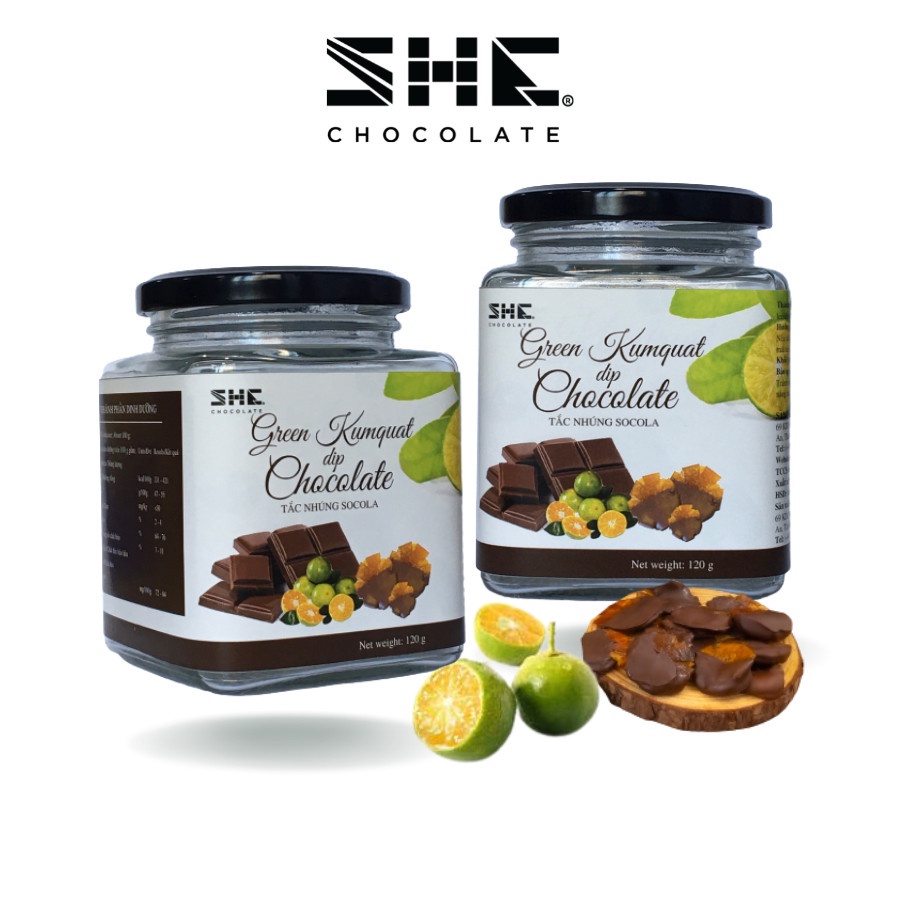 [ COMBO 2 Hũ X 120GR] Tắc nhúng Socola - SHE Chocolate - Sự kết hợp đây mới lạ và thơm ngon, ăn vặt và quà tặng đặc biệt