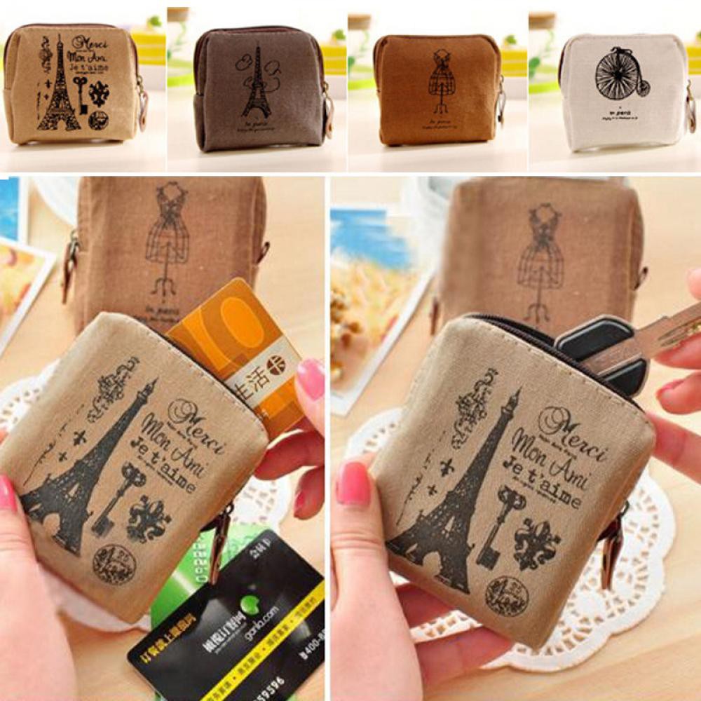 Túi Vải Canvas Đựng Tiền Xu Kiểu Dáng Cổ Điển