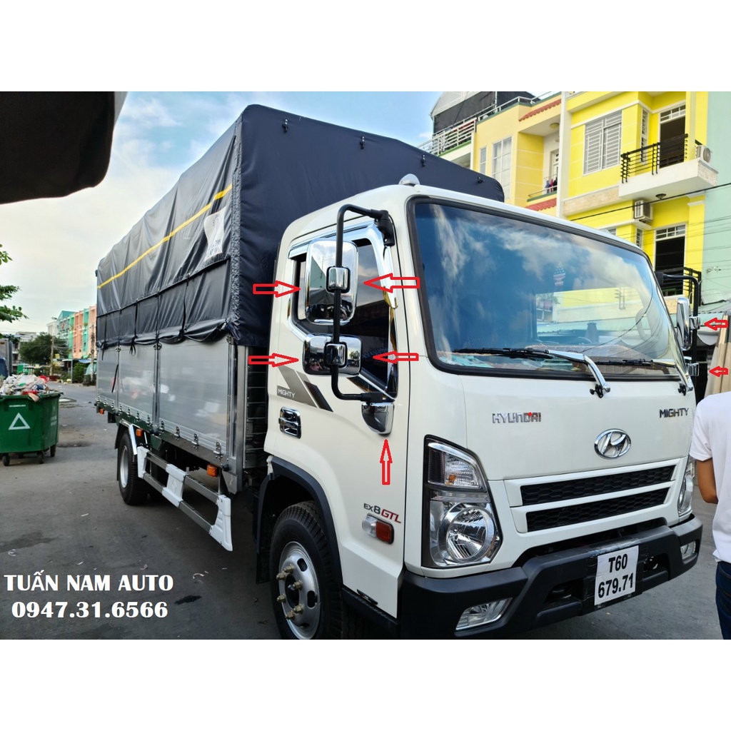 Ốp gương cơ EX8 GTL xe tải Hyundai Mạ xi Inox Crôm (Hàng Hàn Quốc)