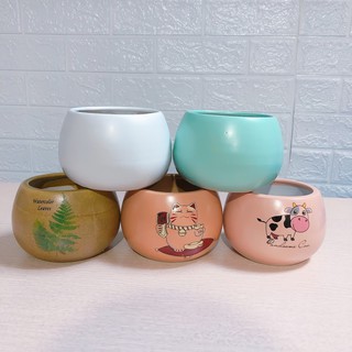 Chậu cắm hoa, trồng lan hình tròn, gốm sứ Bát Tràng, Trang trí nội thất, hoa để bàn