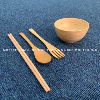 BỘ CHÉN MUỖNG ĐŨA NĨA GỖ TRE MỘC TRE HÀNG VNXK