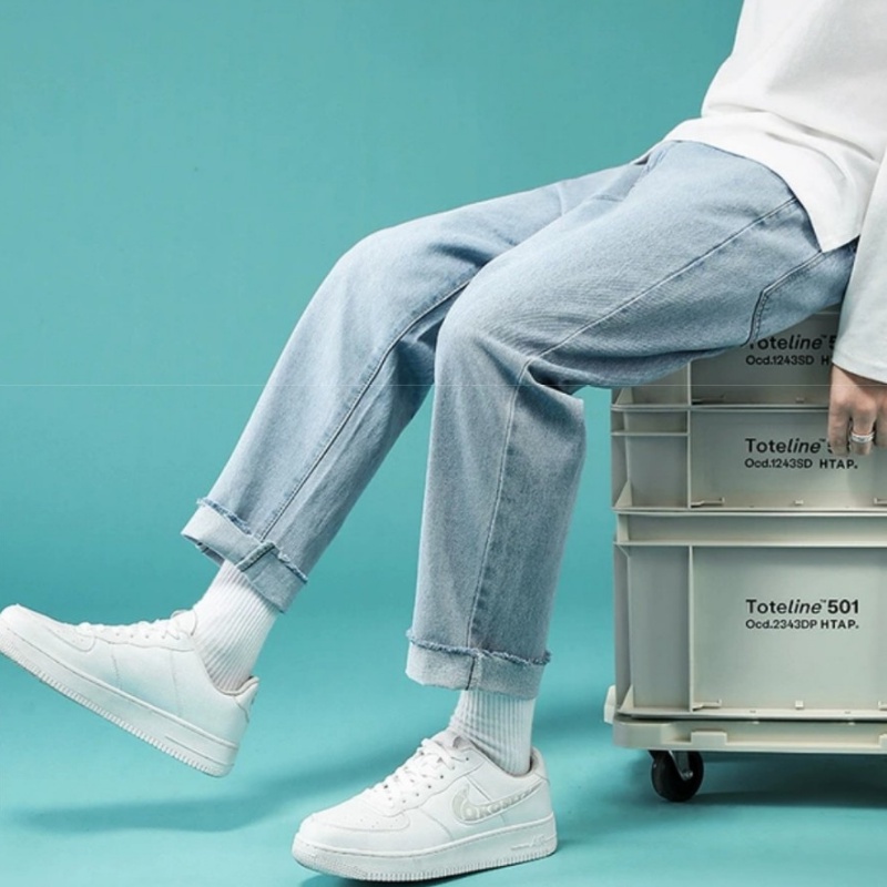 Quần Jeans baggy, quần jean bò Đen, Xanh rách gấu nam ống suông, rộng, hottrend 2022
