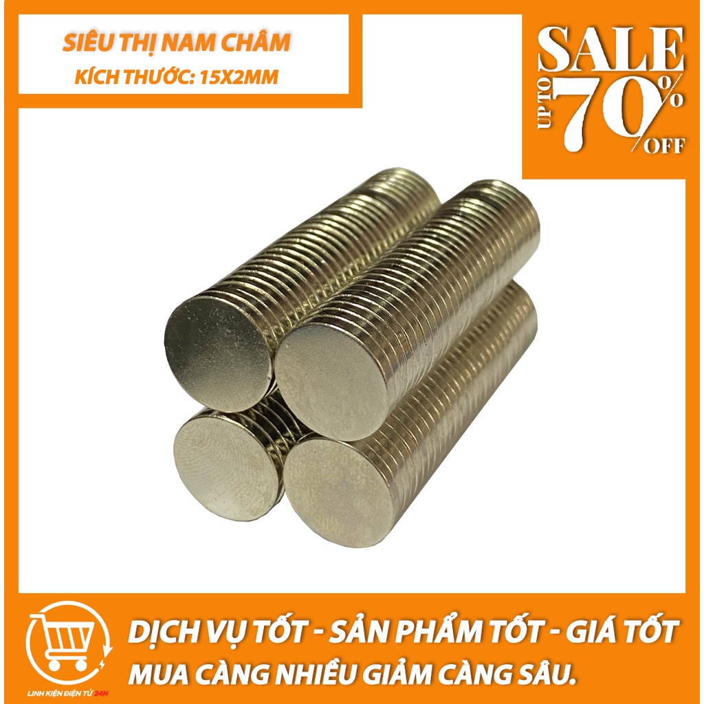 10 Viên Nam Châm Đất Hiếm kích thước ''15x2mm''