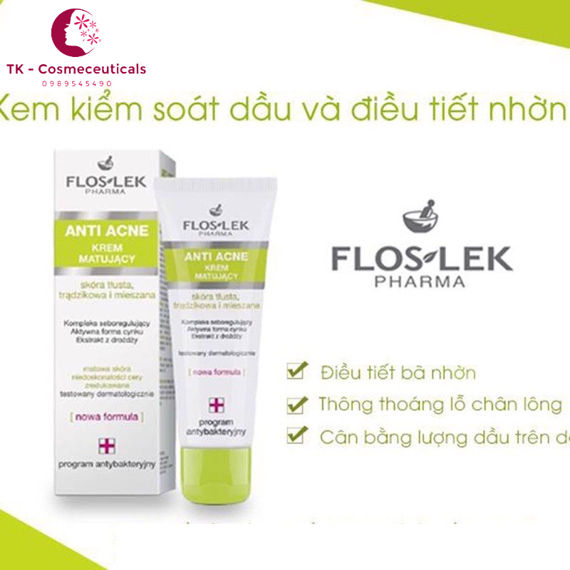 Kem Dưỡng Kiềm Dầu Floslek Anti Ance Mattifying Cho Da Dầu Mụn - 50ml