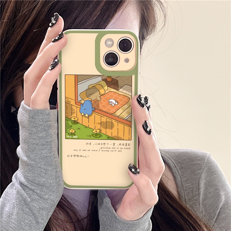 Ốp iphone cạnh vuông Tranh Gấu nằm ngủ cho ip 6/8/7/plus/x/xr/xsmax/12 pro max/11pro max/13pro max-nt059