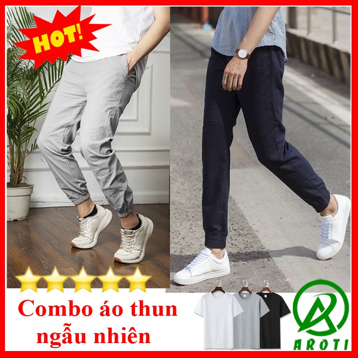 Quần Jogger Nam AROTI Form Slim Fit Chất Đũi Dày Đẹp Cao Cấp, Siêu Mát, Co Giãn Tốt Dáng Hàn Thể Thao Đủ Size QD44+ÁO