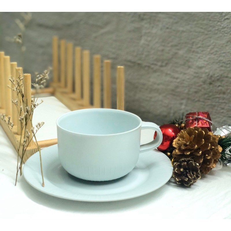 9x6 Bộ tách trà gốm sứ xanh nhạt (kèm dĩa) SVG4936