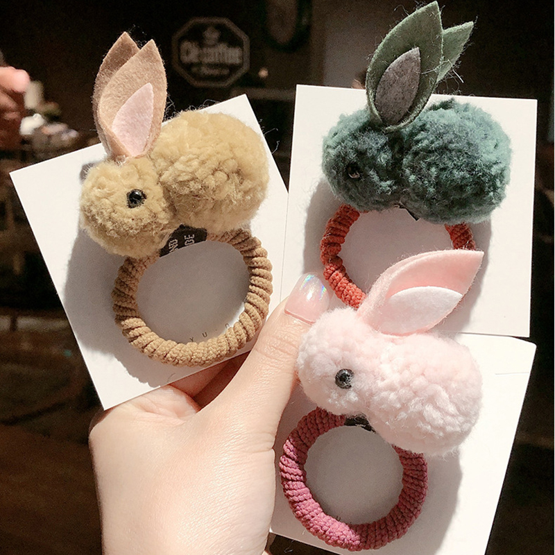 Dây Buộc Tóc Co Giãn Hình Thỏ Dễ Thương