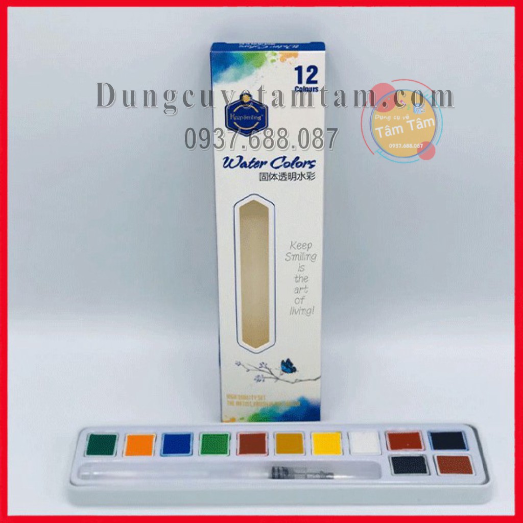 Màu Nước Keep Smiling Watercolor Set in Tin Box (Hộp thiếc trắng)