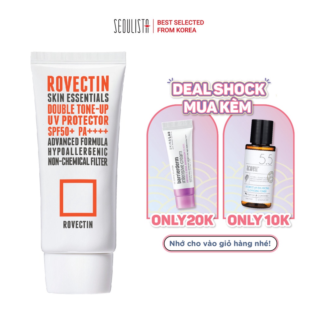 Kem chống nắng vật lý nâng tông ROVECTIN Skin Essentials Double Tone-up UV Protector SPF 50+ PA++++