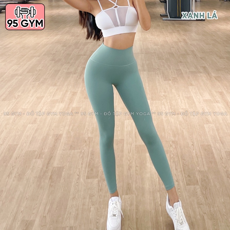 Quần tập gym yoga nữ 95gym QD45 dáng legging dài cạp cao nâng mông chất thun mềm mịn thoáng mát