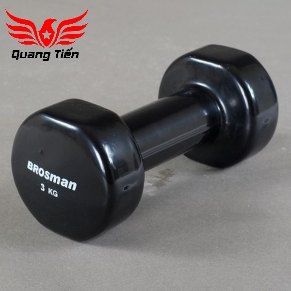 Freeship Tạ tay cao su brosman chính hãng 3 kg Đen