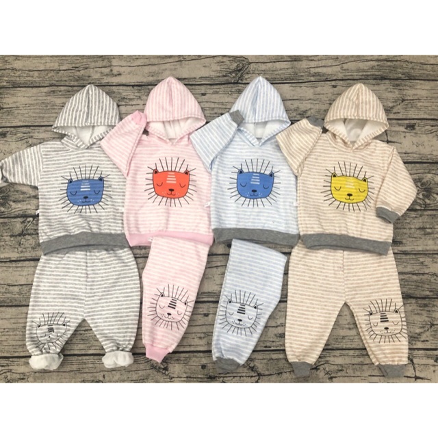 Bộ nỉ lót lông kẻ Áo HOODI