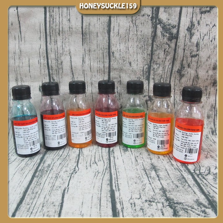 100ml Siro Golden Farm Làm kem, kẹo dẻo, thạch, mojito(việt quất,dâu,lựu,nho,xoài,kiwi,cam,vani,curacao,bạc hà,chanh,ổi)