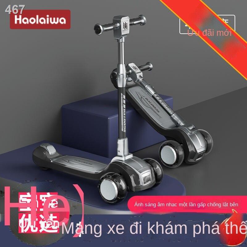 【hàng mới】Xe trượt Scooter trẻ em cỡ lớn dành cho 3-6-8-14 tuổi trở lên có thể gấp lại được nam và nữ tay ga bàn đạp tr