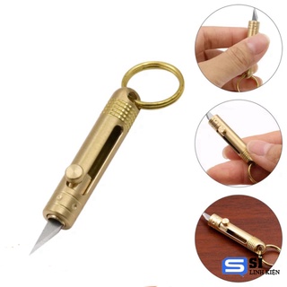 Móc khóa dao để rọc giấy mini bằng đồng đúc thau